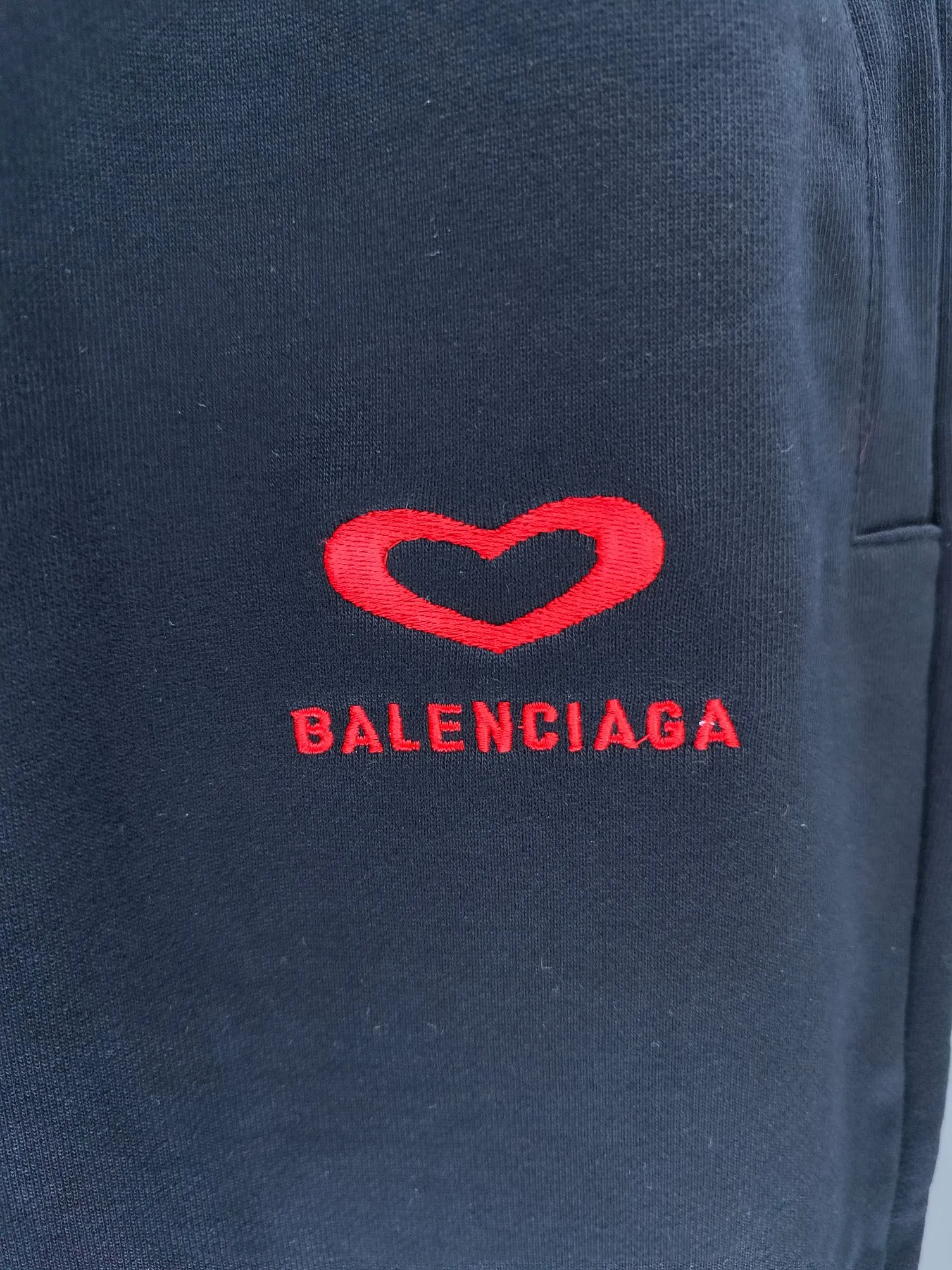 P125✨🔥 [Balenciaga] 2026 Autumn and Winter New Arrival Embroidered Trousers and Trousers Premium Pure Cotton Double-ply 400g Heavy Terry Cloth Fabric Color: Black Size: S M L XL 2XL